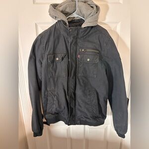 LEVI’S Navy Coat with Light Gray Hood - Medium
